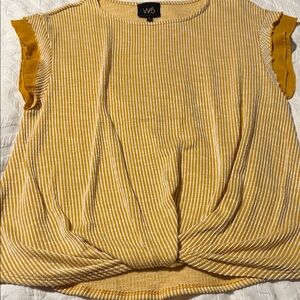 W5 Yellow and White Striped Short Sleeve Top